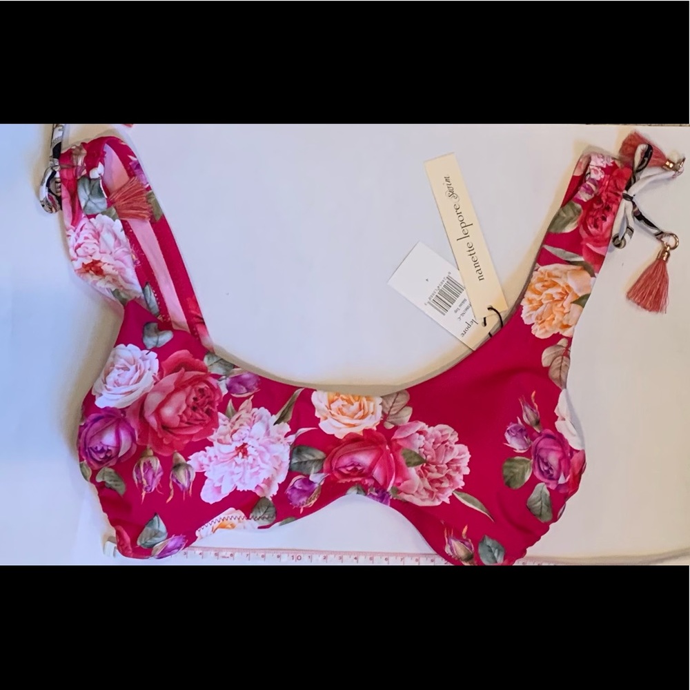 New with tags, Nanette Lepore bikini top in hot pink floral